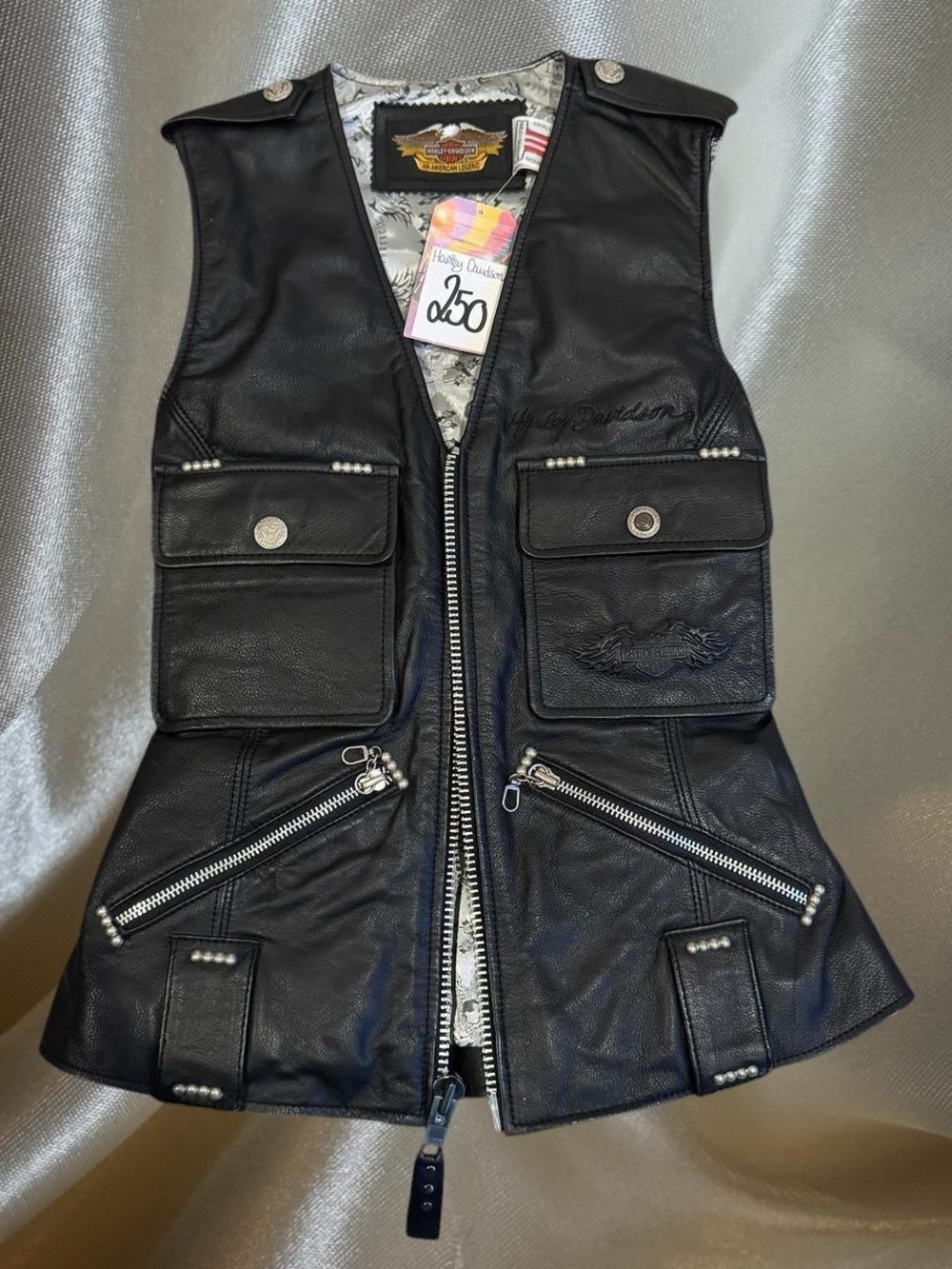 Harley-Davidson Black Leather Women's Zip Front Vest